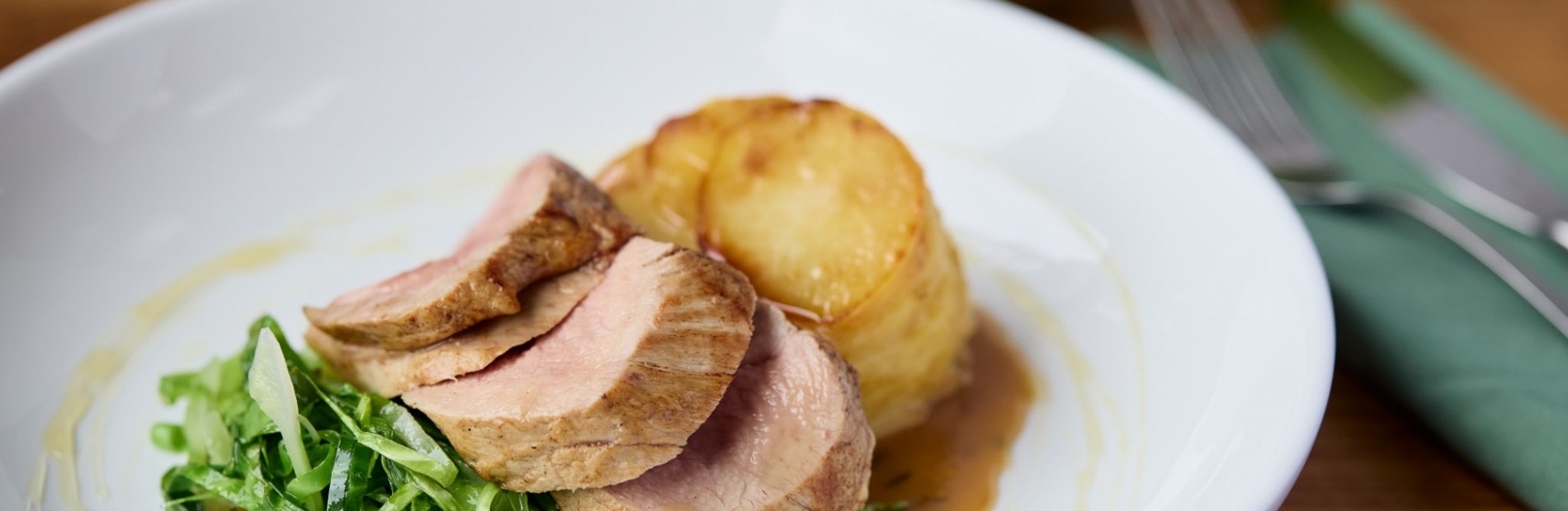 Yorkshire Pork Tenderloin, Boulangère, Ampleforth Cabbage, Scrumpy Reduction 2
