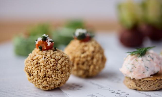 Bolognese Arancini Bites with Arrabiata Sauce & Parmesan Canape