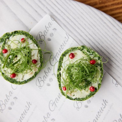 Spinach & Trout Roulade Canape